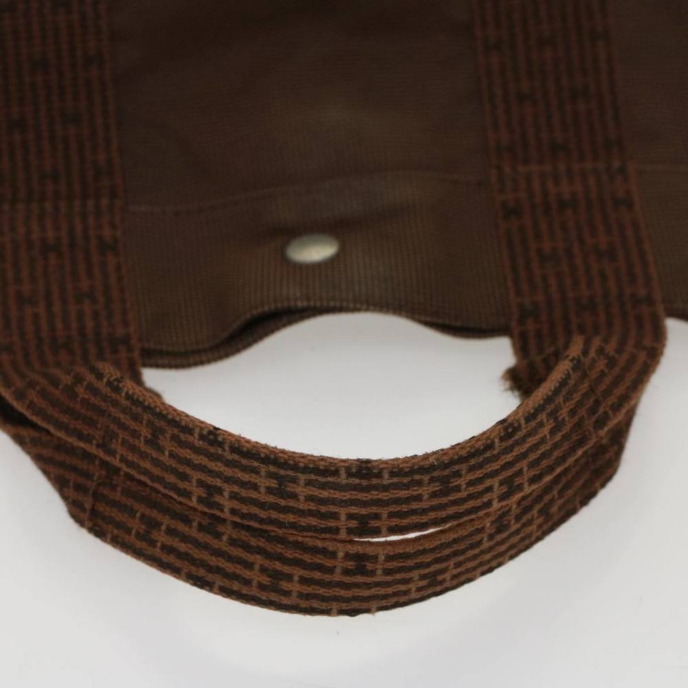 HERMES Her Line MM Hand Bag Canvas Brown Auth bs7825 - Picture 7 of 16
